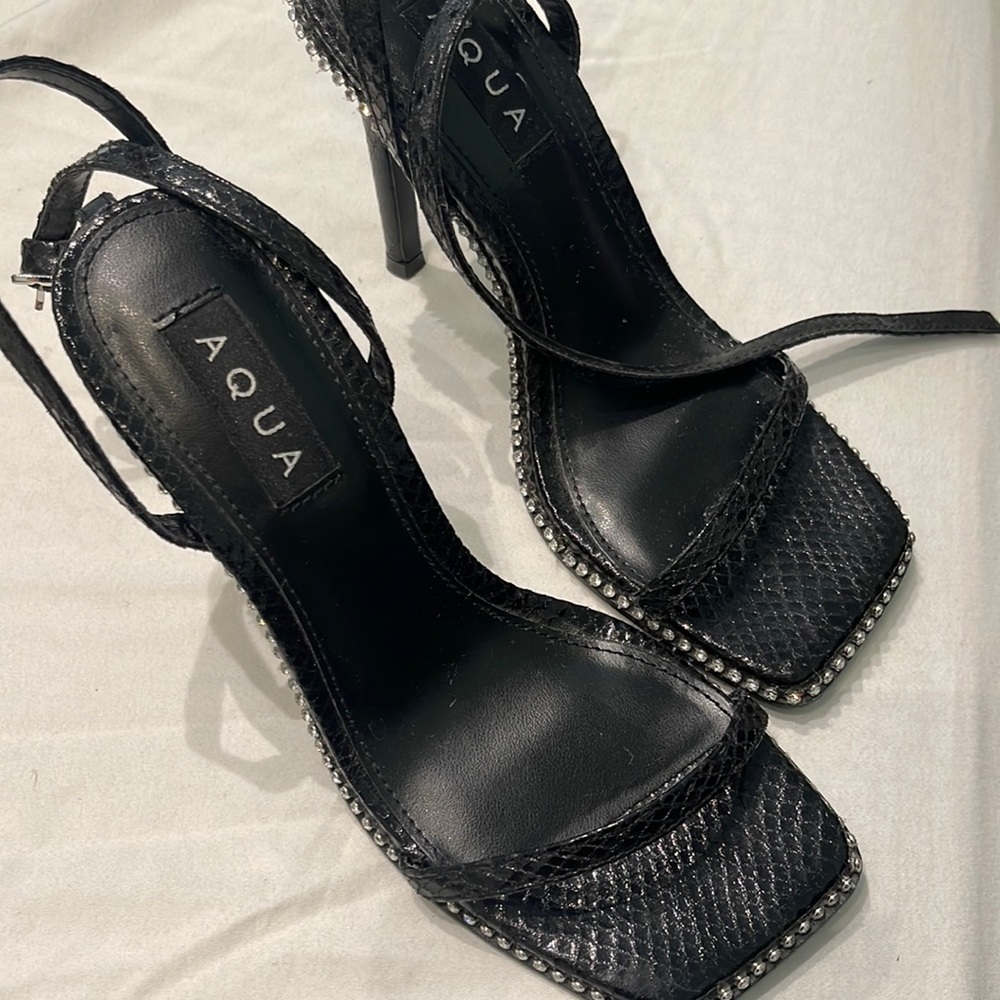 Aqua black diamond heels